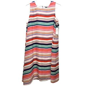 New With Tags Dressbarn Roz & Ali Multicolor Stripes Sleeveless Dress Size 12